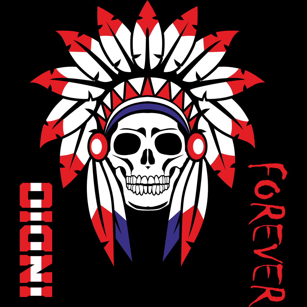 LOGOTIZATE - CAMISETA INDIO FOREVER - Diseño único de un jefe indio con los colores del Atlético de Madrid - Para los atléticos a muerte - Manga corta - Unisex - Tallas adulto y niño - 100% algodón - color negro - Colchonero, lúcela en el Metropolitano - 1