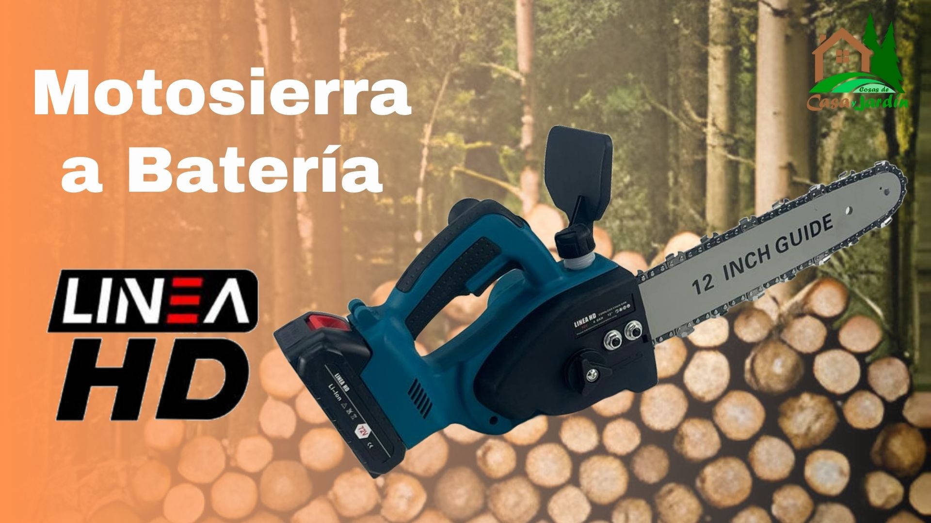 2 Motosierras eléctricas LINEA HD 2X1 con empuñadura, depósito de aceite y 2 baterías recargables para cortar madera - 1