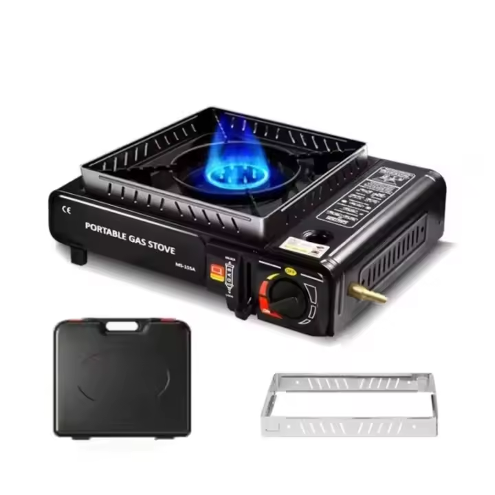 PORCHEDDU Cocina de gas Ideal para Cocinar en el camping Compatible con cartucho o bombona Con Red a prueba de viento y estuche de Transporte. - 1