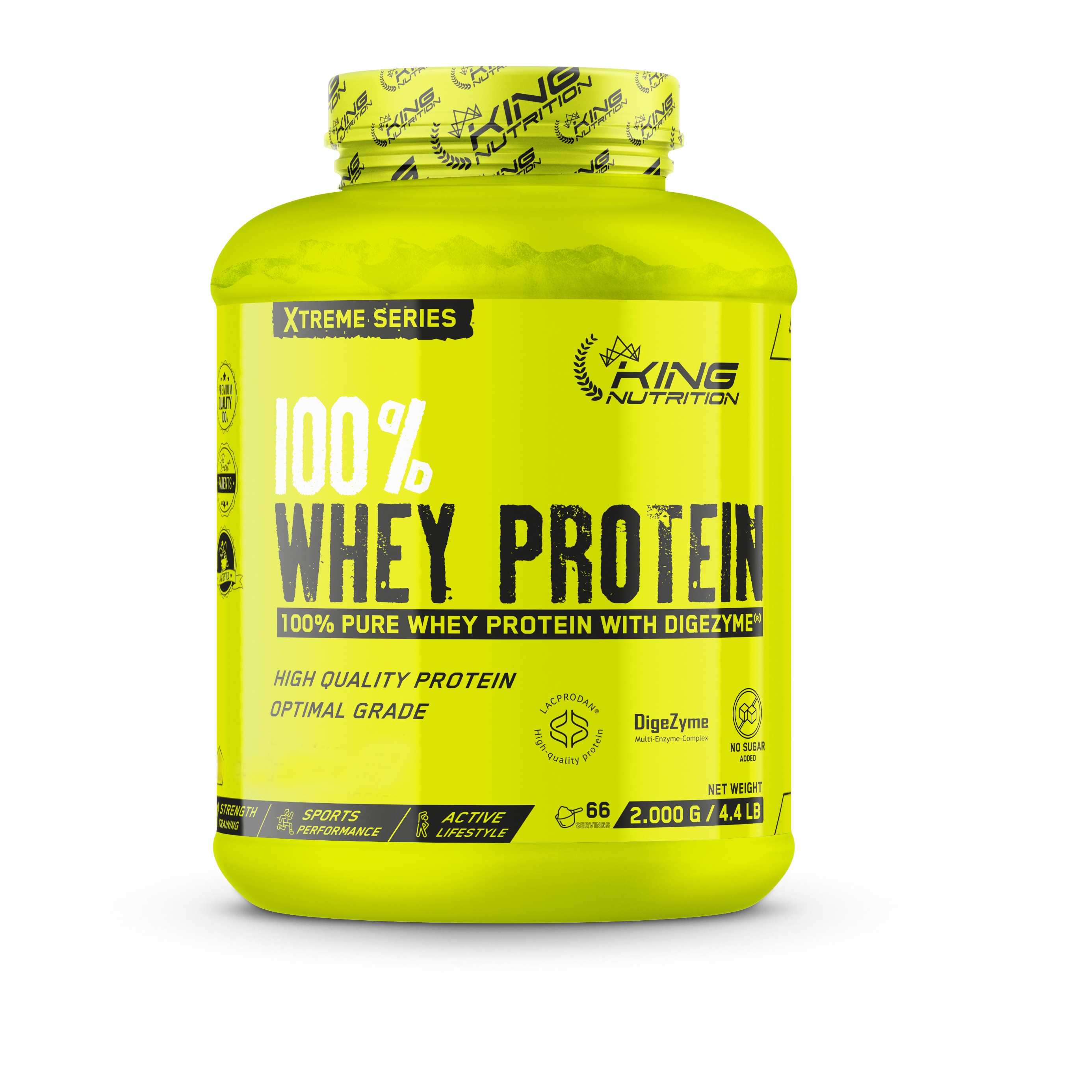 Proteína Whey Concentrada 2KG King Nutrition Xtreme– Con Enzimas Digestivas Digezyme® y Sucralosa  Sin Azúcares Añadidos - 1