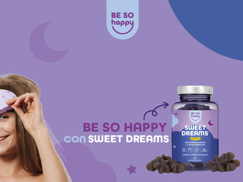 Melatonina Gominolas. Gominolas Para Dormir. 1mg de Melatonina. Valeriana, Pasiflora y Manzanilla. Ayuda a Conciliar el Sueño y Descansar Mejor. 60 Gummies Sabor Arándano. Vegano. BeSoHappy - 1