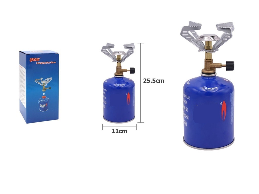 YUMO HOUSE- Hornillo Camping Gas, Estufa de Camping, Estufa Exterior del Quemador portátil Mini Acampar del Horno Cabeza Juego de Utensilios para la Comida campestre de Plata Que acampa, peso neto gas 450grs - 1