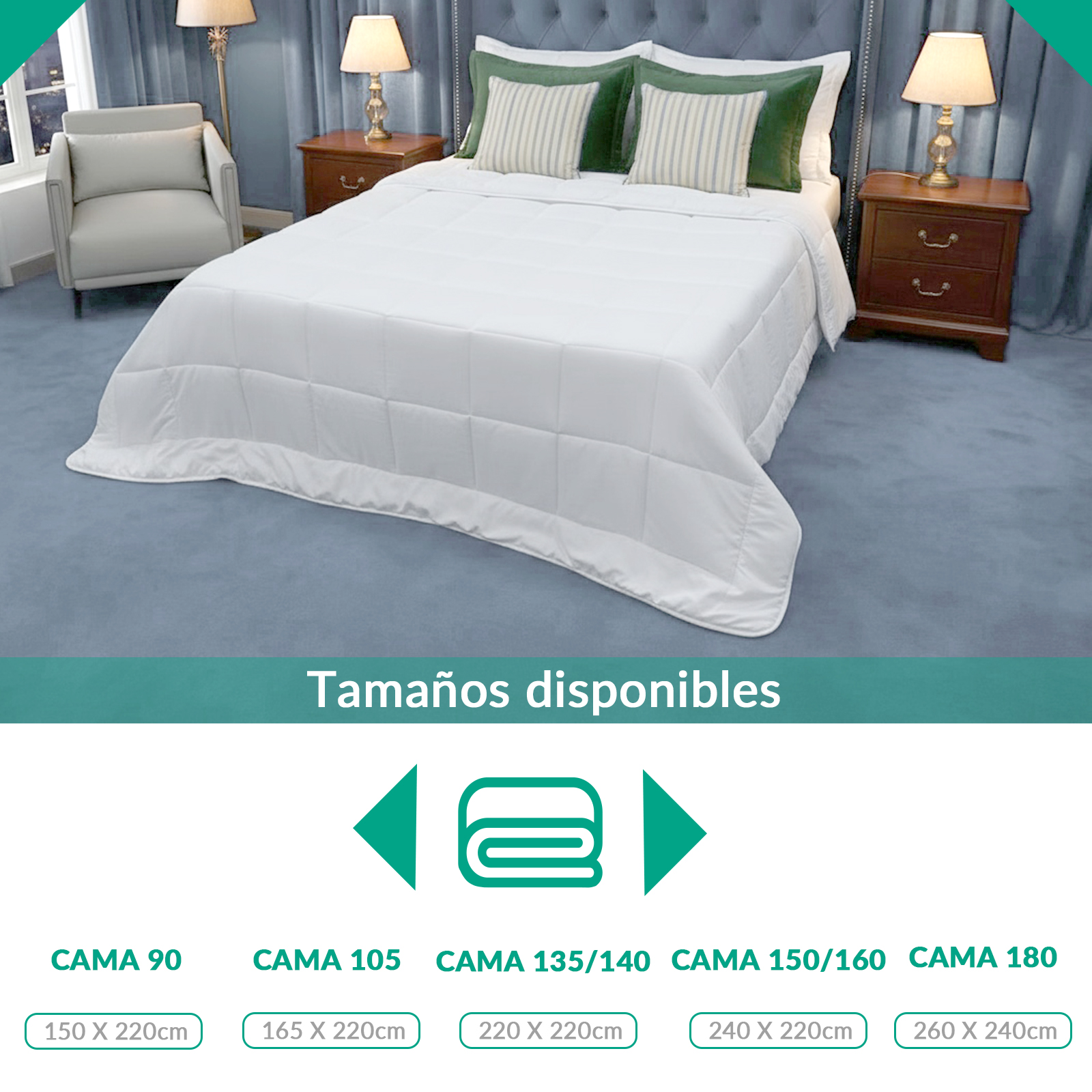 Relleno Nórdico Suave y Transpirable,Acolchado Hipoalergénico Lavable, Ideal para Verano e Invierno - 1