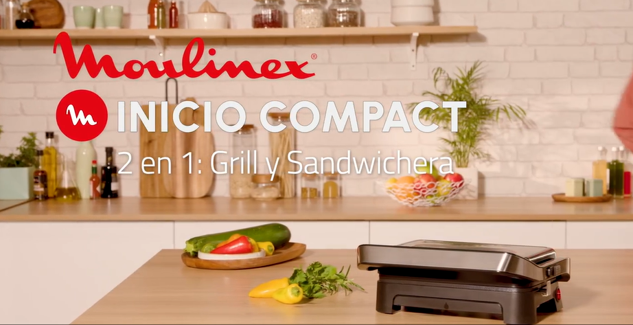 Inicio Compact de Tefal, Plancha de Paninis y Grill, 1000 W, Placas de Cocción Antiadherentes, Fácil de Guardar, Fácil de Lavar, GC270D10 - 1