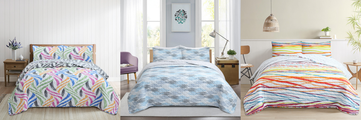 Novotextil - Colcha Boutí Estampada para Cama de 90, 105, 135 y 150 cm - Ideal para Verano y Entretiempo - Relleno 100% Algodón 200gr/m² - Cubrecama Ligero, Transpirable y Suave - Incluye Fundas de Almohada - Tejido de Algodón y Poliéster de Alta Calidad - 1