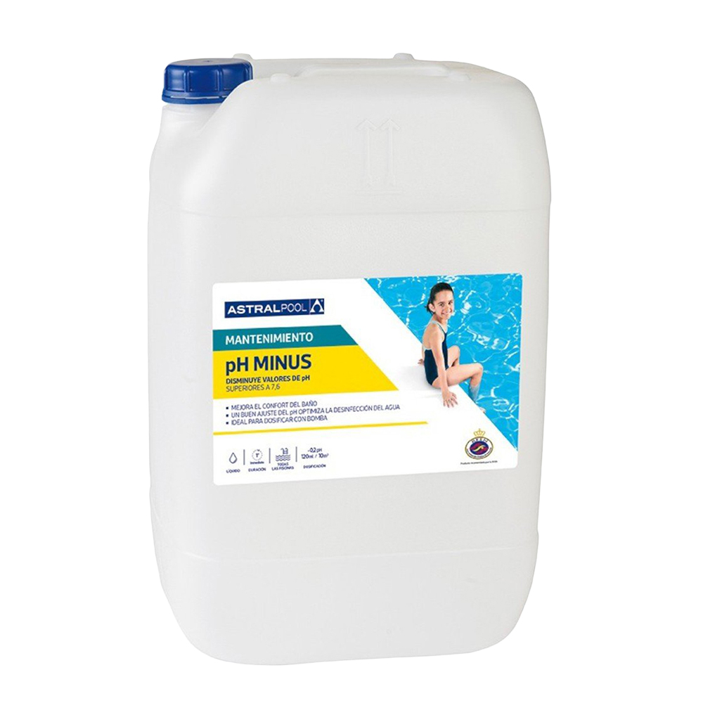 Minorador PH Minus líquido 20L. Reductor regulador para el PH del agua de piscinas. Garrafa de 20 litros | Astral Pool - 1