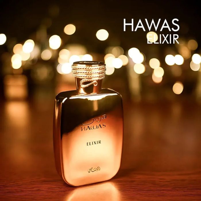 Hawas Black de Rasasi | Rasasi Hawas Elixir Perfume árabe Elegante Duradero 100ml Poder, Elegancia y Larga Duración - 1