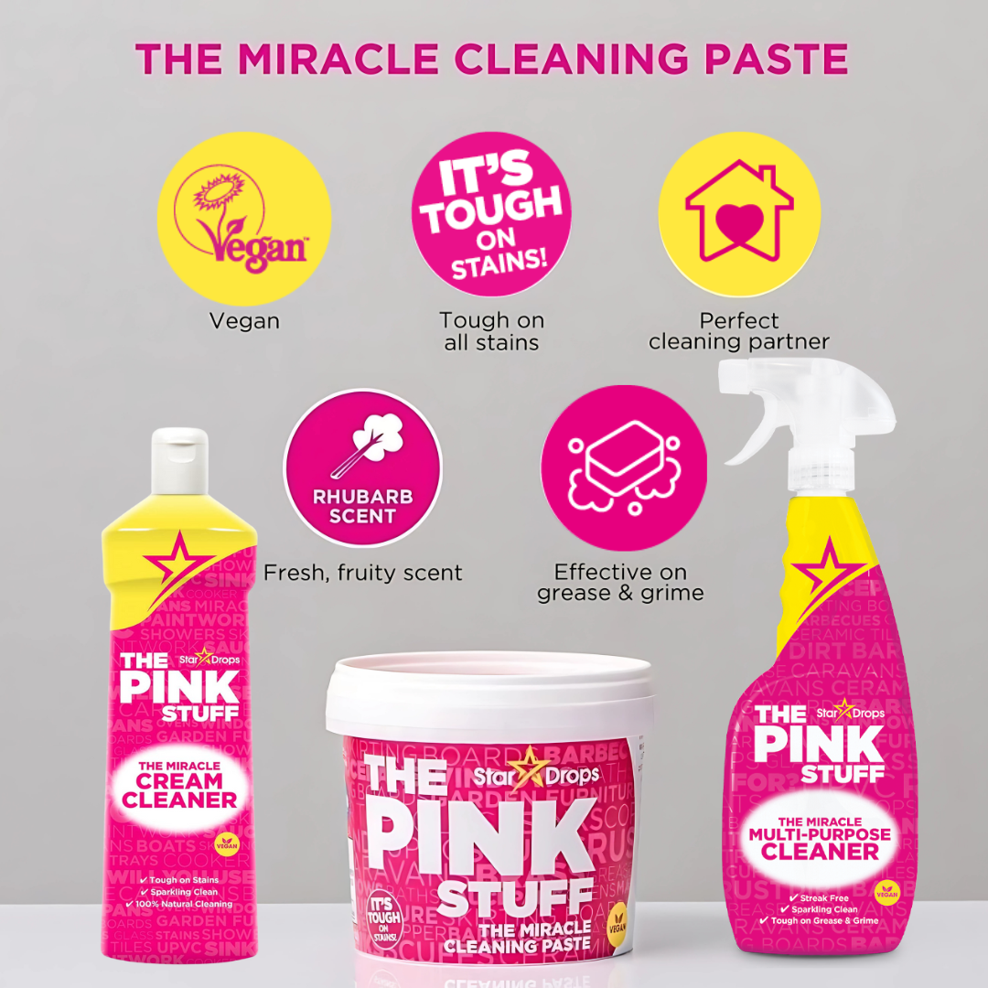 The Pink Stuff Pack 2 Unidades Ahorro – Pasta 850g + Crema Limpiadora 500ml – Stardrops Pasta Pink Stuff Miracle Cleaning - 1