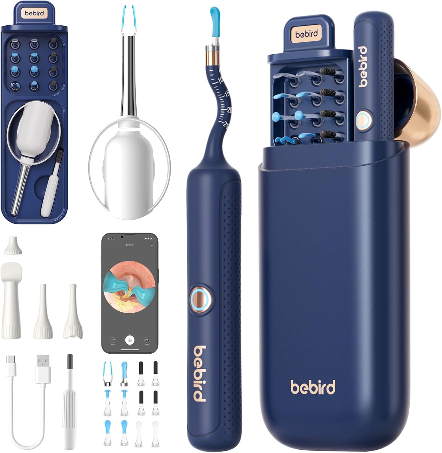 Bebird Otoscopio Flexible con Cámara FHD - Pinzas para Limpieza, Kit Completo con 5 Puntas, Seguro para Adultos y Niños Ideal para Examenes Domésticos - 1
