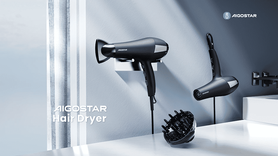 AIGOSTAR Secador de Pelo Profesional Iónico, 2 Velocidades y 3 Ajustes de Temperatura, Incluye Difusor y Boquilla Concetradora de Aire, Protección Contra el Sobrecalentamiento.2400W - 1