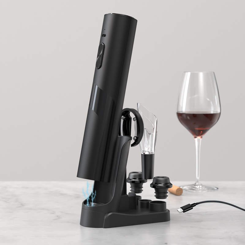 Kit de Abridor Eléctrico Kolitong ( Elegante y Inteligente Automático) | Abre Botellas con un Toque · Incluye 4 Utensilios de Vino | Ideal para Hogar y Regalos KP1127 - 1