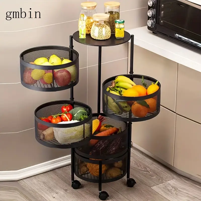Estante de Almacenaje Metálico Multinivel de Fácil Montaje para Frutas y Verduras - Ideal PARA LA Organización DE LA Cocina y La Sala de Estar, Estante de Almacenaje - 1
