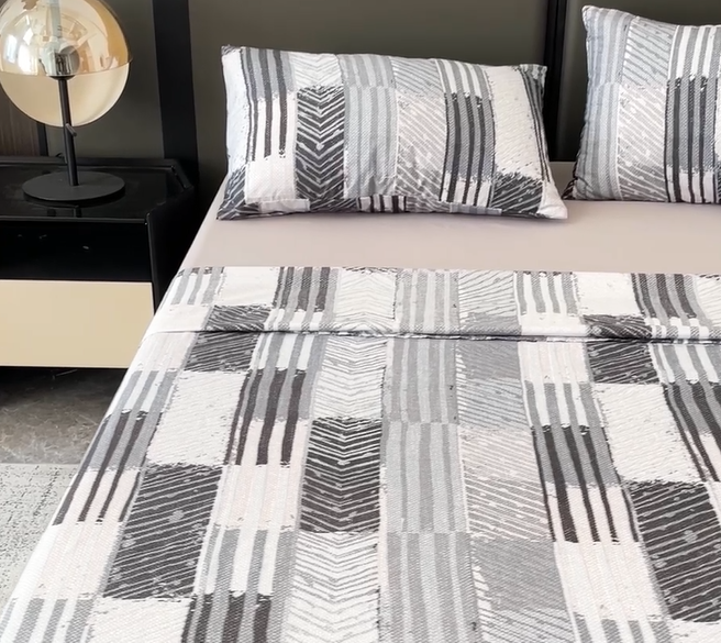 Juego de sábanas 4 piezas cama 135cm/150cm/180cm Estampado geométrico simple - 1