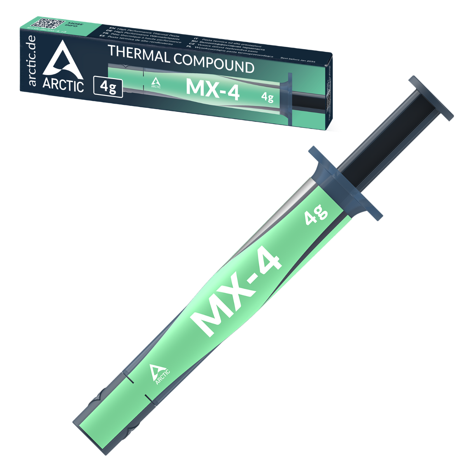 ARCTIC MX-4 (4 g) 4 Gramos 4Gr Original - Premium Jeringuilla Pasta Térmica de Alto Rendimiento Todos los Procesadores (CPU, GPU - PC, Consolas (PS4, Xbox, PS5) | Conductividad Térmica Muy Alta | Larga Durabilidad | Aplicación Segura | No Conductora - 1
