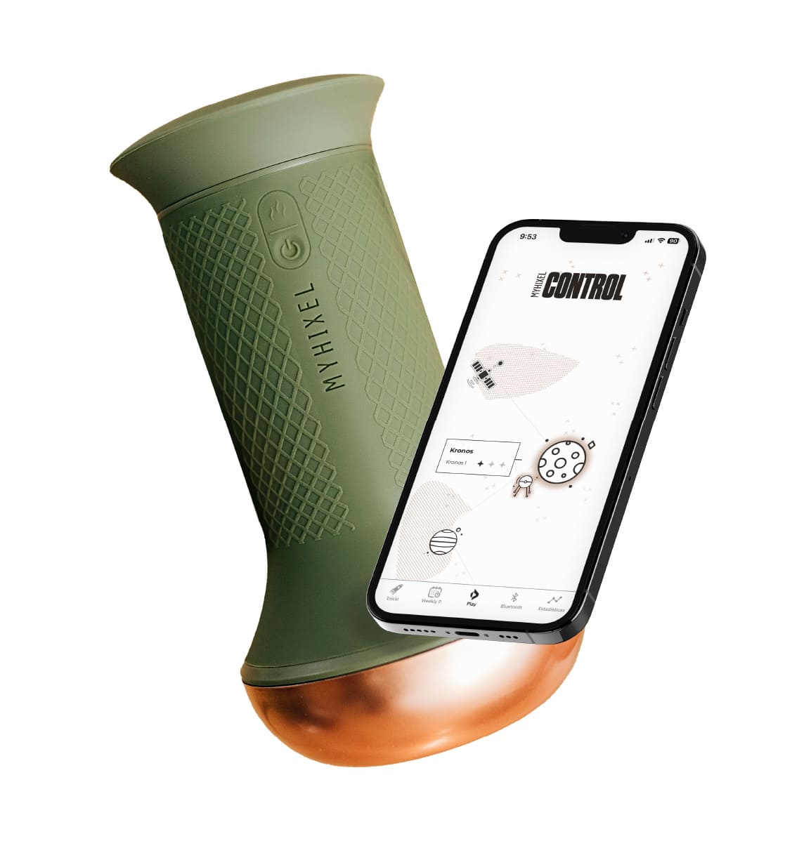 MYHIXEL CONTROL I, Solución Tecnológica Natural para Control de la Eyaculación, Tratamiento Cognitivo via App, Diseño Realista, Con Vibración y Sistema de Temperatura - 1