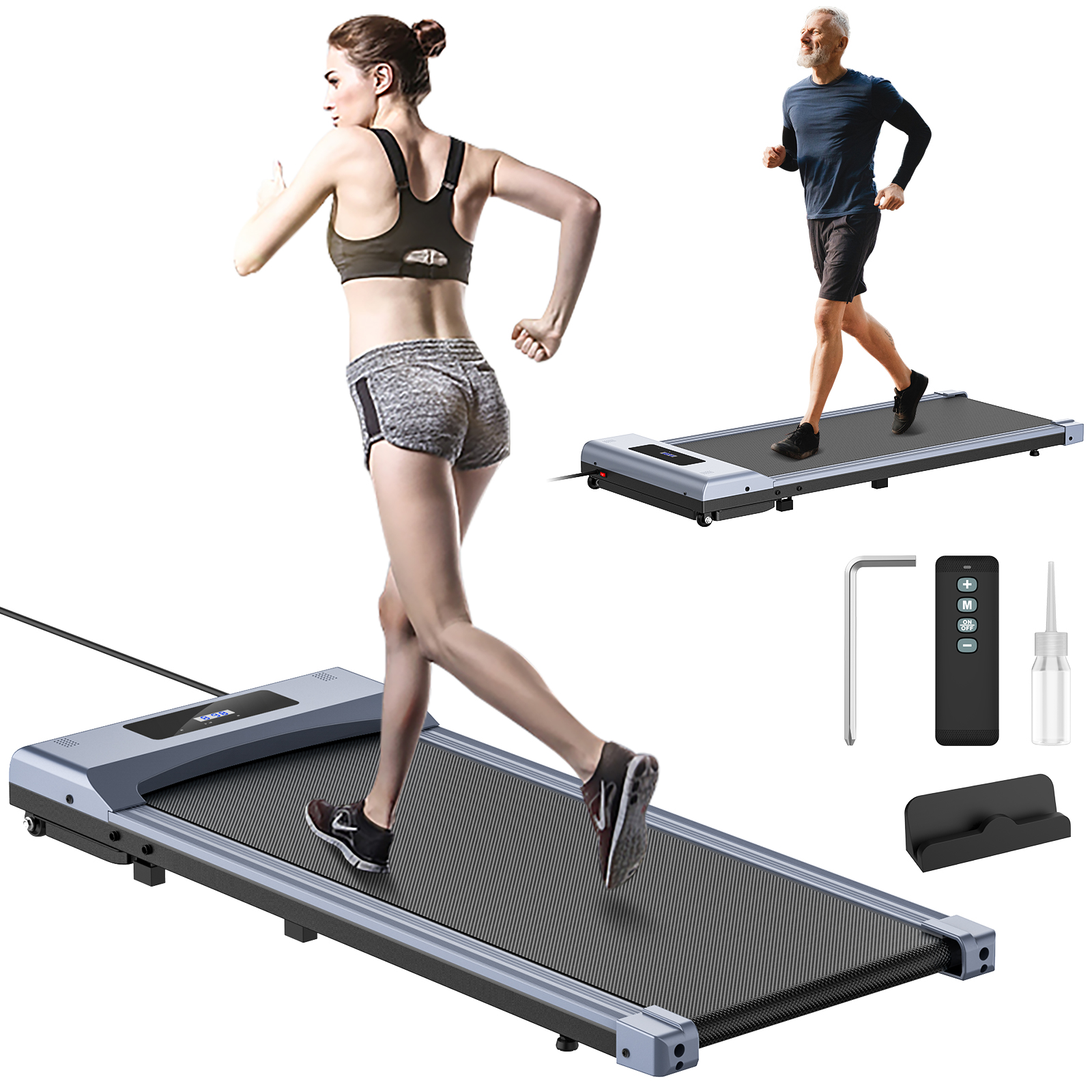 Cinta de caminar plana, Motor de 2.5HP, velocidad de 1-6 km/h, absorción de impactos antideslizante, Mini cinta de correr para el hogar y la Oficina - 1