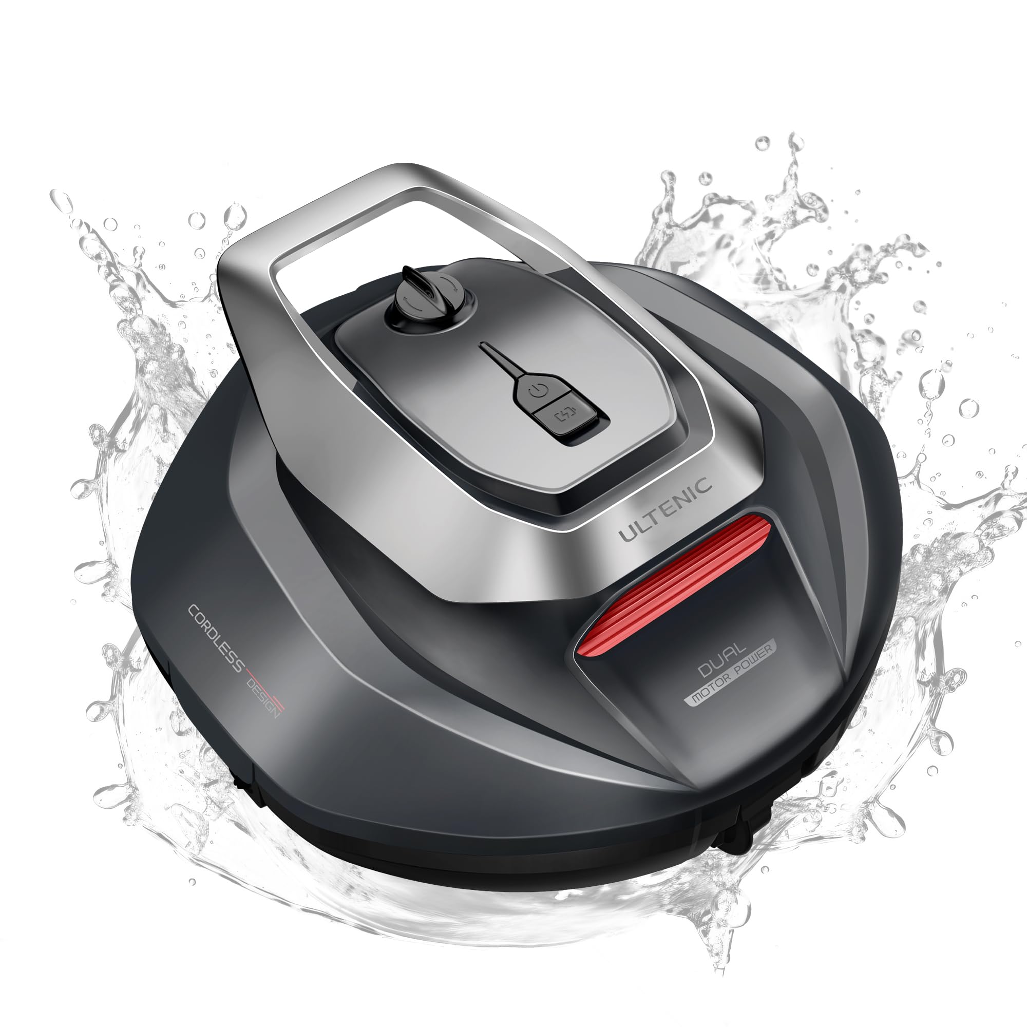 Ultenic Pooleco 10 Robot Piscina Limpiafondos Inalambricos paredes y suelo Automáticos , 90Min, 80m², Recogida sin Gancho, Estacionamiento Automático, Aspirador Piscina Fondos sin Cable con 2 Motores, 5200mAh, para Piscina Elevada y Enterrada - 1