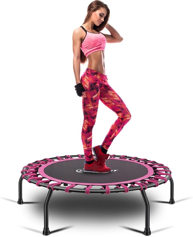 Trampolín Fitness 101cm  Silencioso para Adultos – cama elástica con Manillar Ajustable, Interior y Exterior, Soporta hasta 150 kg - 1