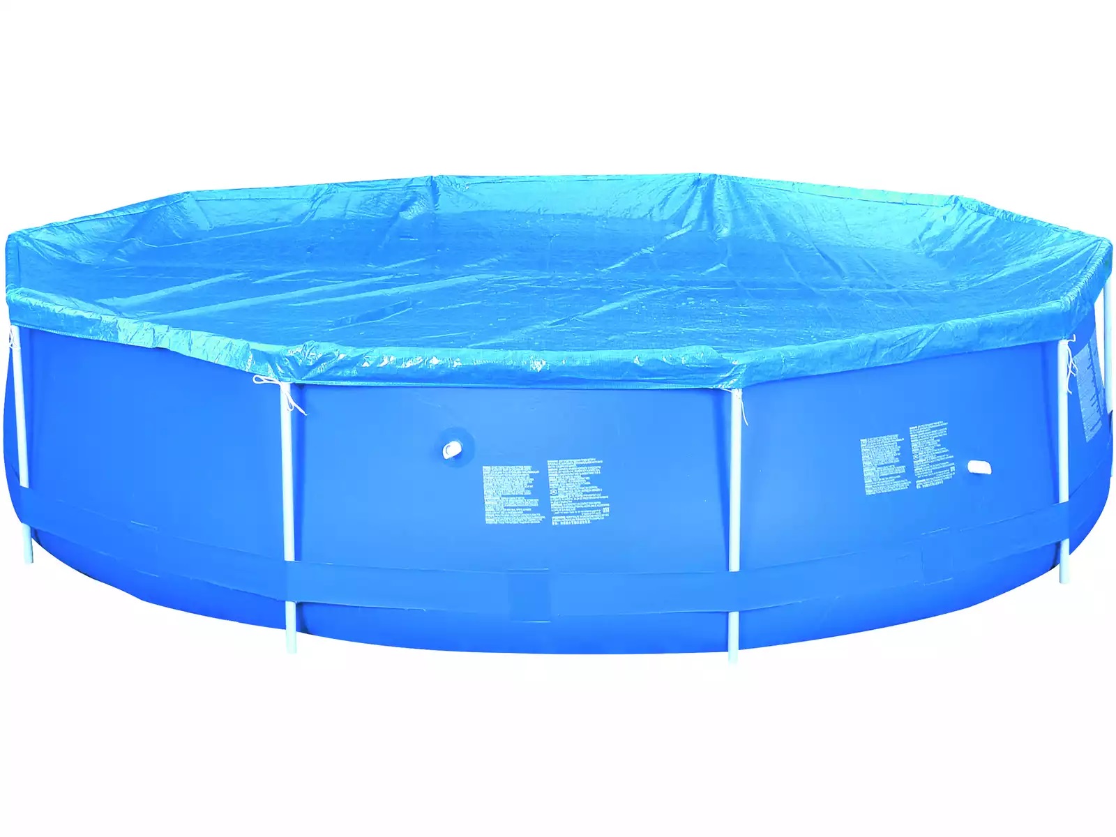 YUMO HOUSE-Cubierta redonda Piscina 300 cm-Cobertor Piscina redondo 300 cm. Con Lazos de Cuerda AVENLI 16125, Material duradero, Cuerdas de sijeción, Color azul - 1