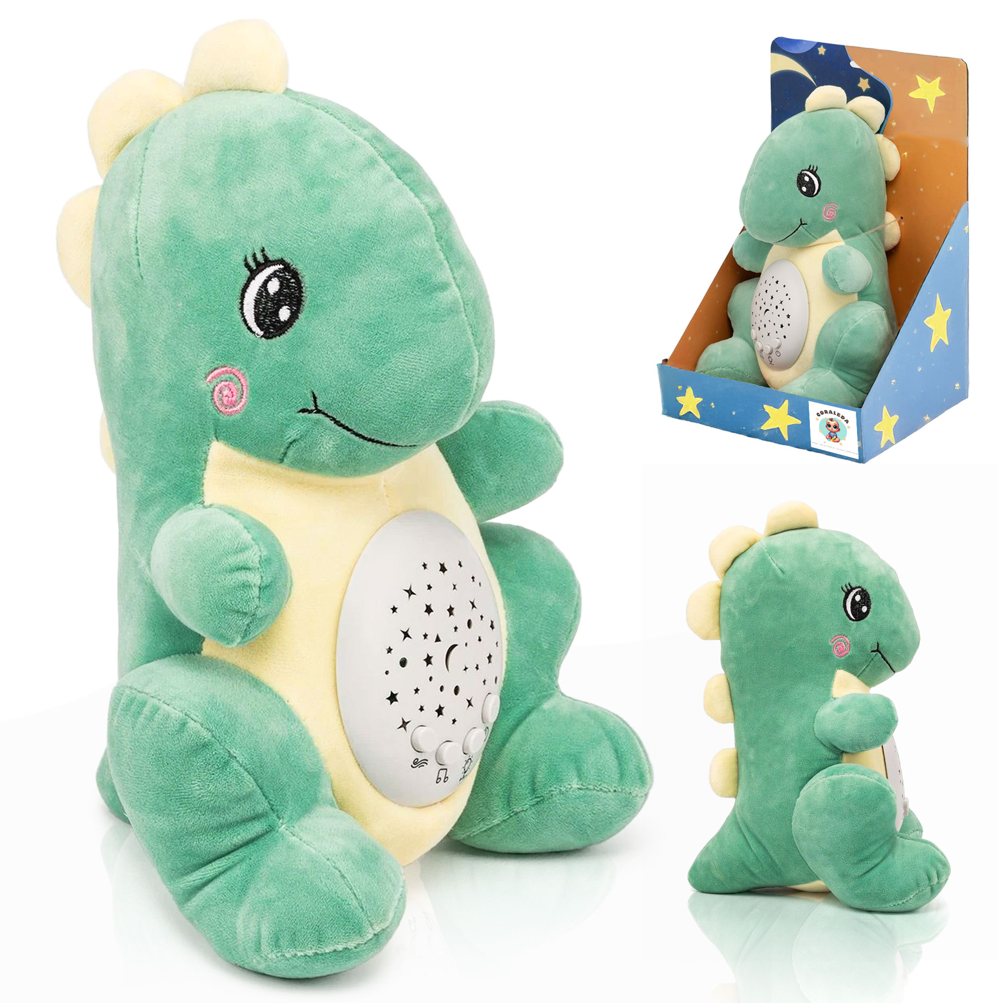 Peluche Dinosaurio Bebé con Proyector de Estrellas | Melodías Relajantes | Juguetes para Bebés Recién Nacidos | Regalos Modernos para Niños y Niñas | Acompañante de Sueños Calmantes con Luces - 1