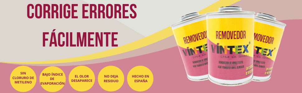 VINTEX - Removedor de Vinilo Textil - Para corregir errores - No deja residuos - No deja olor - Fabricado en España - 250 ml - 1