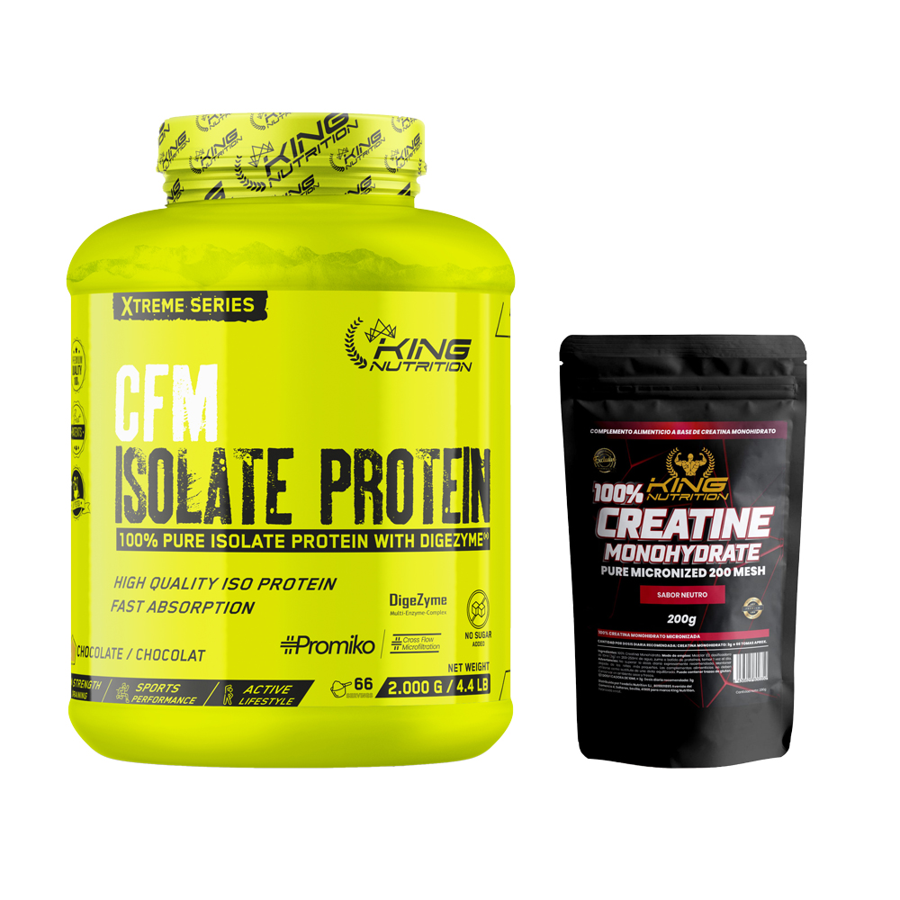 Proteína Isolada CFM 2KG King Nutrition Xtreme – Con Promiko® y Enzimas Digestivas Digezyme®  Endulzada con Sucralosa  Sin Azúcares Añadidos + Creatina 200g - 1