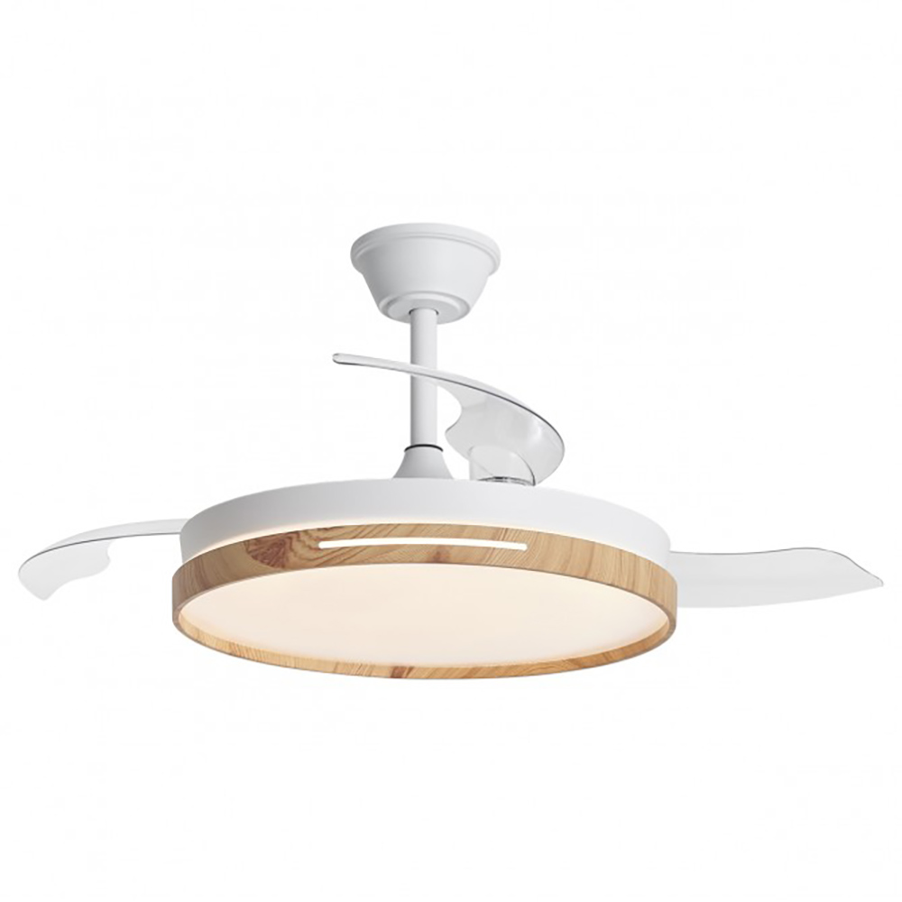 Ventilador Retráctil con Iluminación LED 3CCT 30W Motor DC, 36W Luz, Motor Silencioso DC130, 6 Velocidades, Blanco, Control Remoto, 3 Temperaturas de Color OstarkDom-LEDUNI - 1
