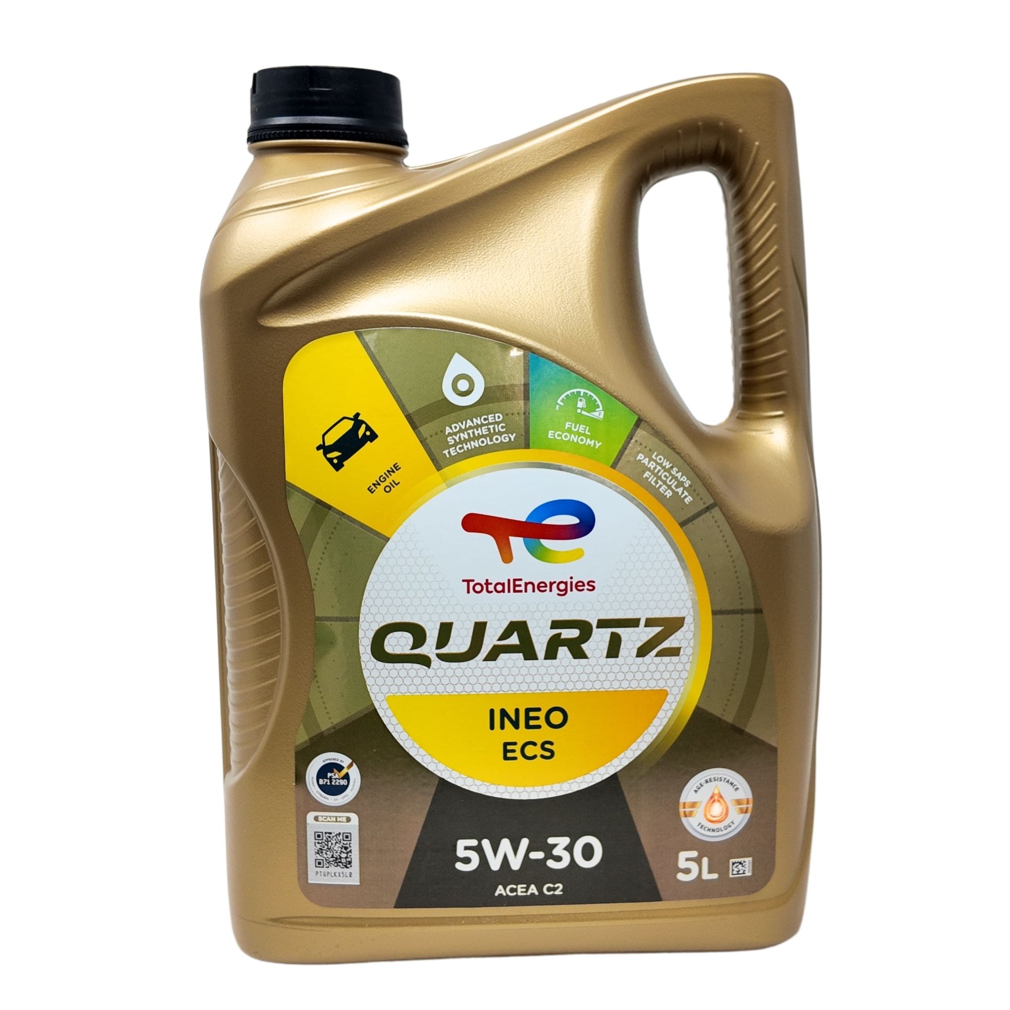 Total Quartz 5W30 Ineo ECS  Acea C2 5L - Aceite de coche 5W-30 Total Quartz - Aceite 5W30 diésel y gasolina - Aceite Peugeot y Citroën Total Quartz - Lubricante Total Quartz  Ineo ECS 5W30 - Aceite motor 5w30 Total Quarz-Aceite de Motor Lubricante Total - 1