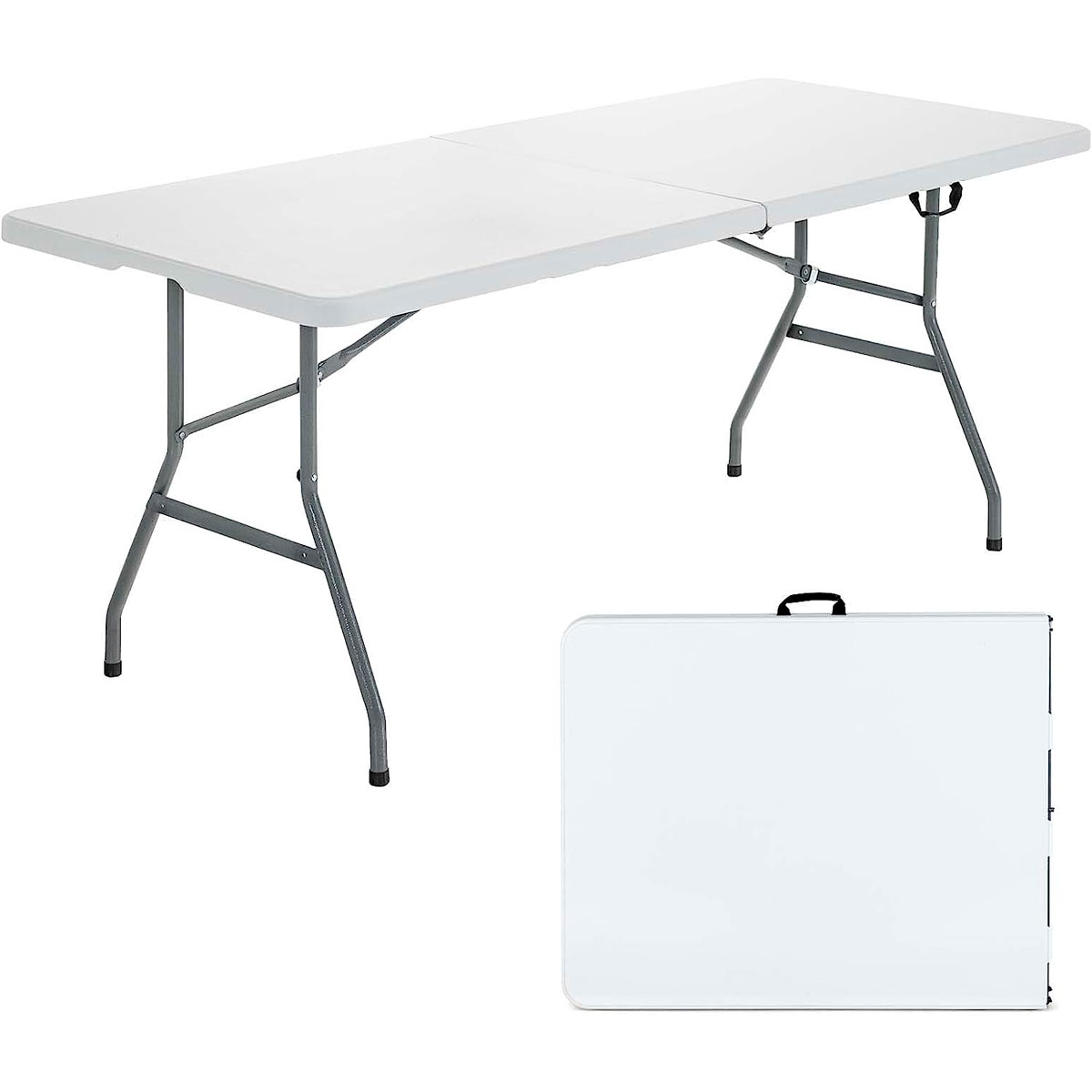 Mesa Plegable Resina Reforzada Nyana Home 180x74x74cm | Camping, Jardín y Eventos | Acero y Pies Antideslizantes | Carga Hasta 150kg | 2-8 Personas - 1