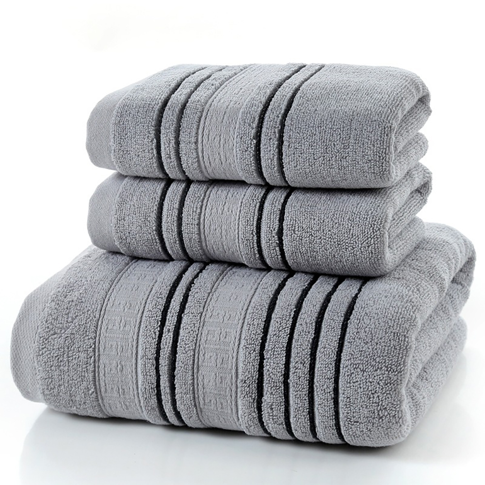 Juego De Toallas De Algodón Bordadas 3 Piezas 35x75cm 70x140cm Toallas De Baño Geométricas Para Mano Rostro Y Ducha Toallas De Baño - 1