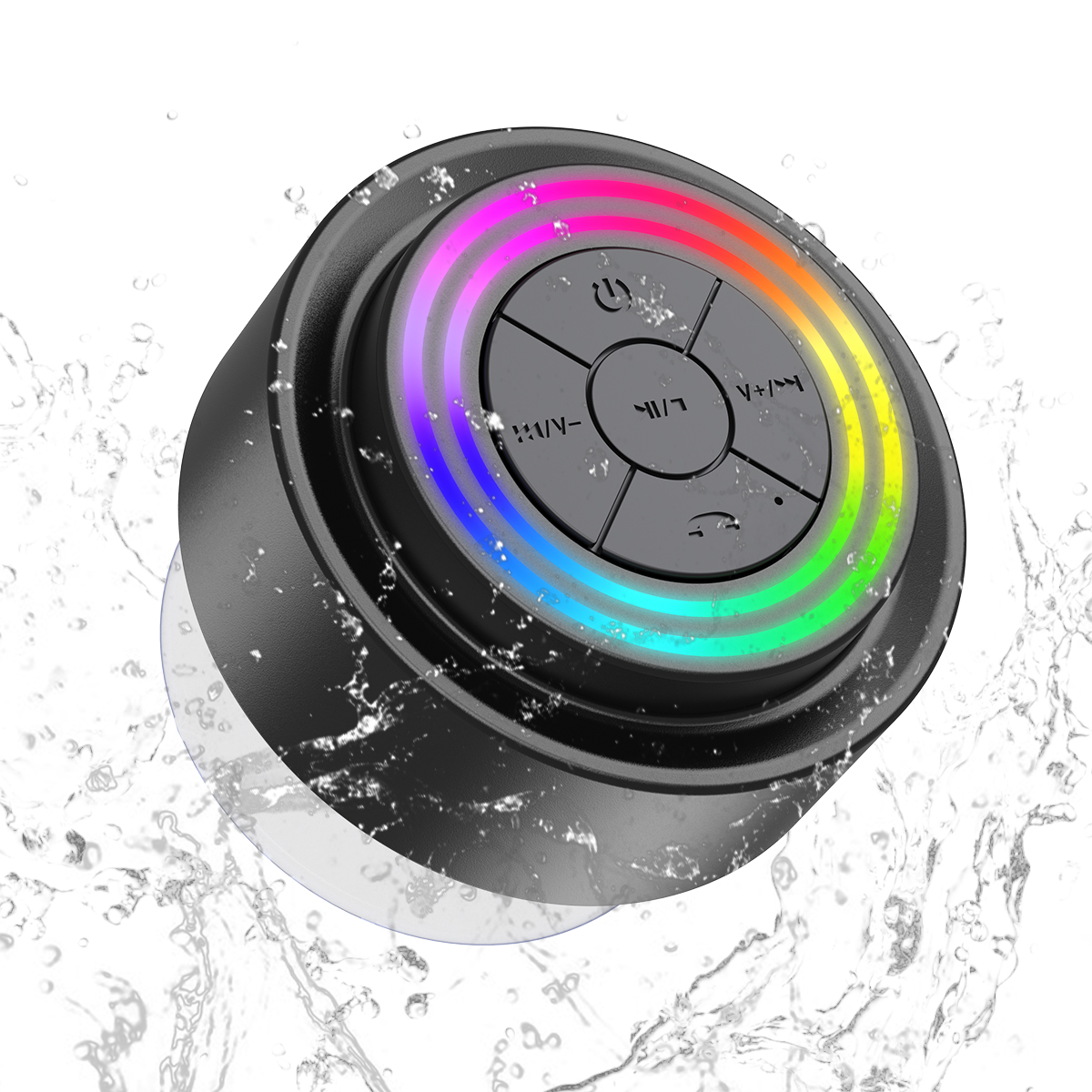 Altavoz Bluetooth para Baño IPX7 Impermeable with Fuerte Ventosa, Altavoz Portátil para Ducha with Sonido Estéreo HD y Bajo Powerful, 20h de Autonomía, Compatible with iPhone/Android (F64) - Diseño Compacto y Seguro para Azulejos/Cristal - 1