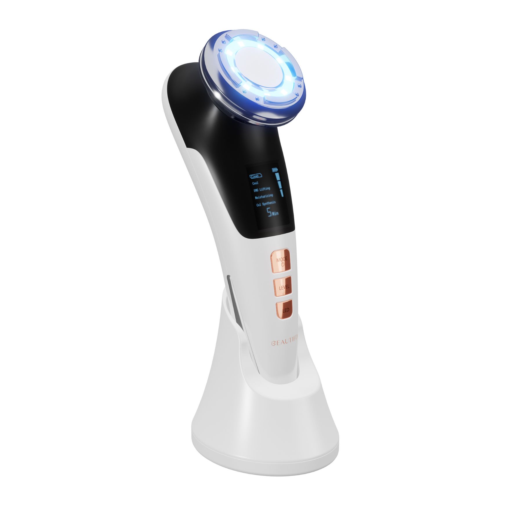 BEAUTIFLY - B-Glossy PRO | Dispositivo Facial 8 en 1 Anti-Edad con Fototerapia LED, EMS, Ultrasonido, Krioterapia, Limpieza Sónica, Compresas Frío/Calor y Colágeno | Rejuvenecimiento y Lifting Facial en Casa - 1