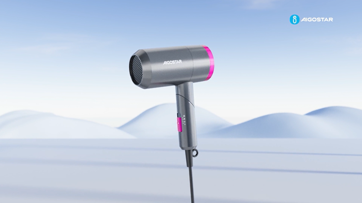 AIGOSTAR Secador de Pelo - Mango Plegable, 2 Velocidades, 3 Temperaturas. Incluye Boquilla Concentradora de Calor. Perfecto para Viajes. 1800W - 1