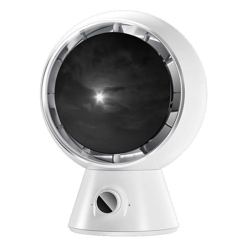 Ventilador Portátil de Escritorio Sin Aspas con Control Giratorio de Velocidad - Silencioso para Hogar y Oficina - Tecnología Segura Sin Aspas, Fácil Limpieza - Circulación 360° - Eficiente Energía con Base Estable - Blanco - USB e Inclinable - 1