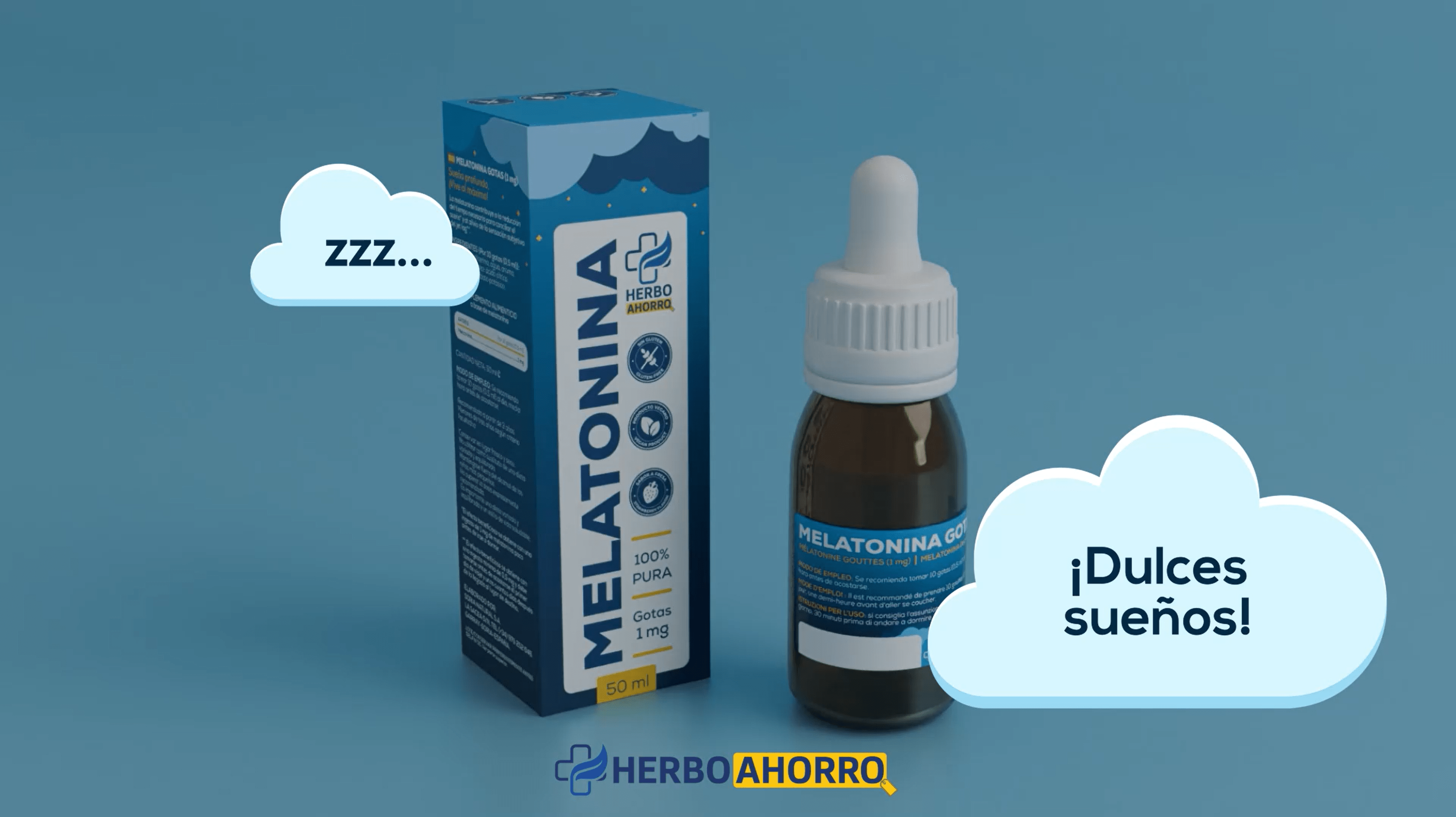 Melatonina gotas niños y adultos - Melatonina 1mg sin efecto choque, Concilia el sueño suave, prologado profundo - Descanso reparador, despierta sin somnolencia - Sabor Fresa - Melatonina Bote 50ml - 1