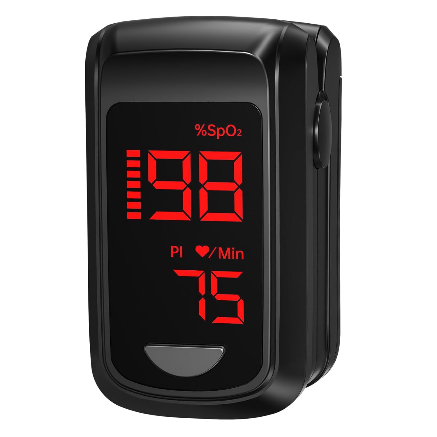Pulsioxímetro de dedo profesional HOLFENRY - Medidor de oxígeno en sangre (SpO2) y frecuencia cardíaca - Pantalla LED con CE aprobado - Portátil y ligero - Blanco - Incluye pilas y funda protectora - 1