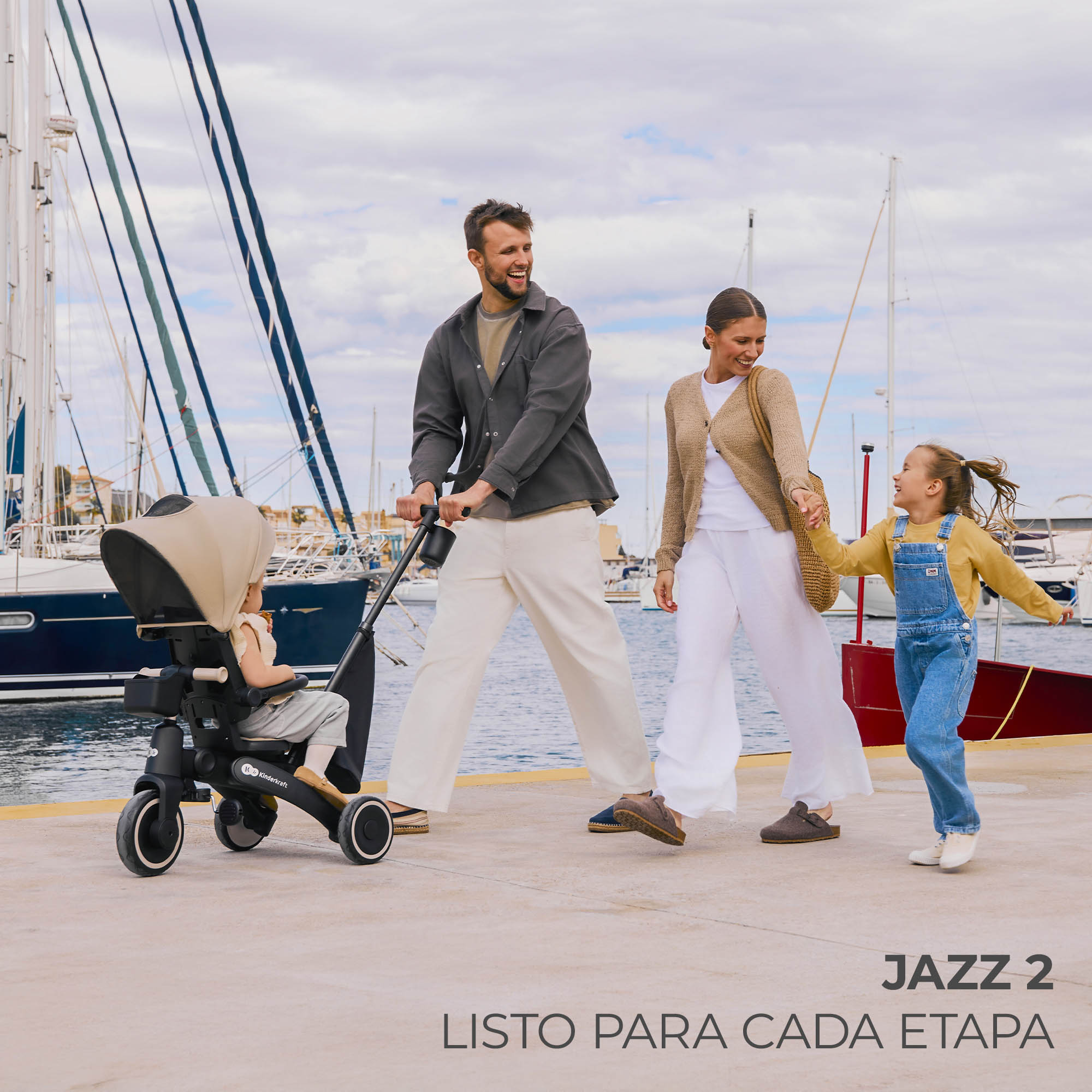 Kinderkraft Triciclo Jazz 2 - 6 en 1 para niños, Cochecito Plegable con Accesorios, protección UV UPF50+, de 9 Meses a 5 años - 1