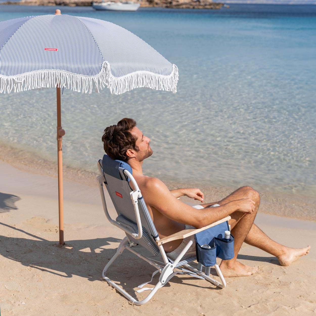 Flamingueo Silla Playa Almohada Ergonómica Confort Reclinable 5 Posiciones Bolsillo Insulado Frío Posavasos Doble Asas Mochila Fácil Transporte 59 x 62,5 x 81 cm - 1
