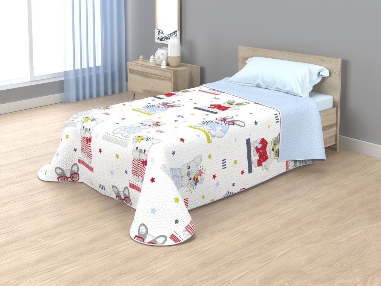 Colcha Juvenil Reversible Diseño Perros - Económica - Mercatienda.es - 1