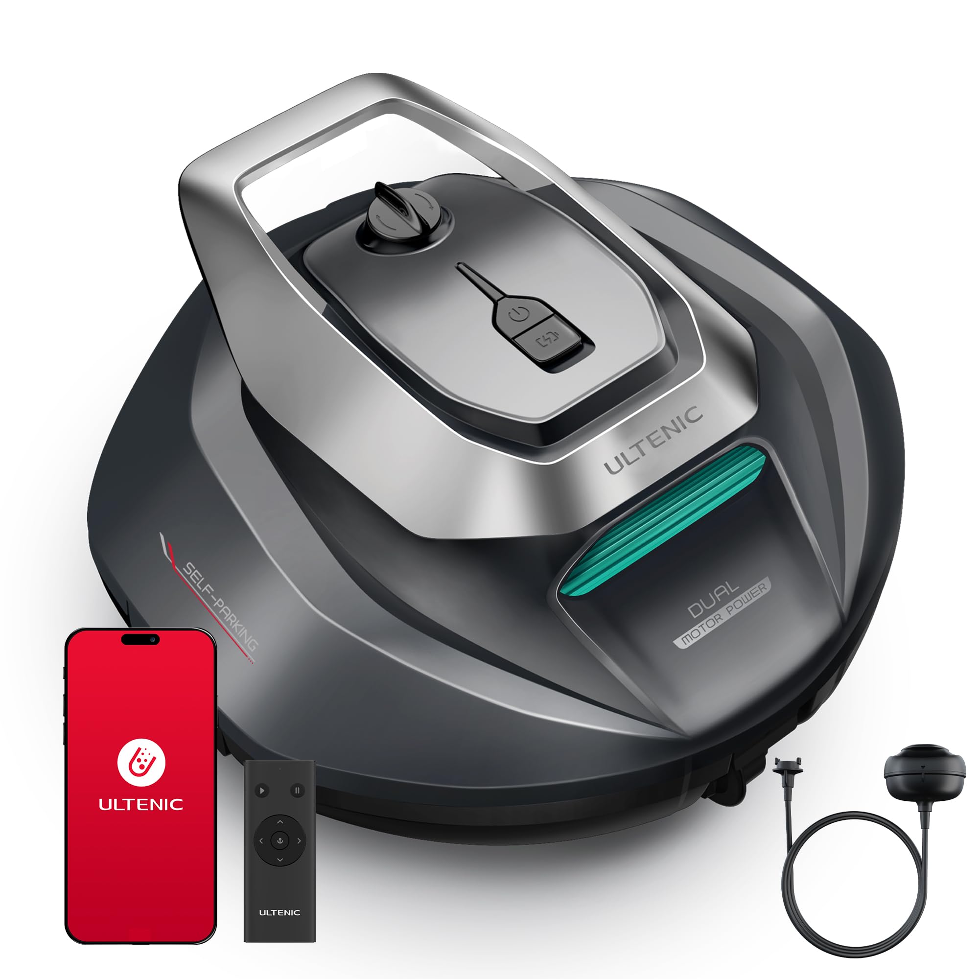 Limpiafondos inalambricos Ultenic Pooleco 10S Robot Aspirador Piscina Automáticos con Control Remoto/App, 3 Motores, Recogida sin Gancho, Robot Limpiafondos sin Cable, Autoaparcamineto, Trabaja hasta 90Min, 80m² paredes y suelo - 1