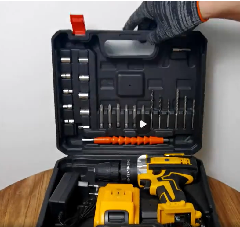 Cordless Electric Drill Set 23 Pieces Rechargeable Electric Screwdriver with Lithium Battery Household Multifunct 2- Speed Power Tools for Christmas Gift - 1