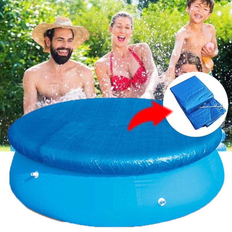 Cubierta redonda para piscina de 6/8/10/12/15 pies, adecuada para piscinas inflables y piscinas con estructura elevada, con orificios de drenaje, sujeción con cuerda, a prueba de polvo y hojas, que reduce la evaporación del agua - 1