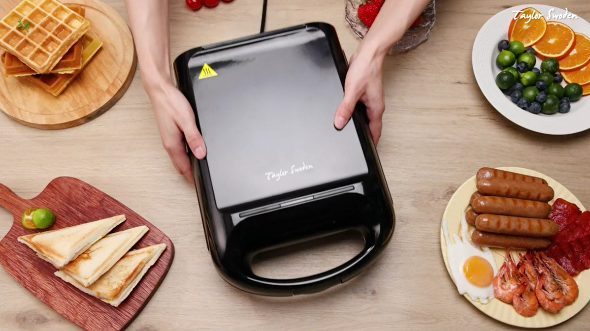 AIGOSTAR Sandwichera 3 en 1, Grill y Gofrera. 3 Placas Desmontables Antiadherentes e Intercambiables. ( 1200W） - 1