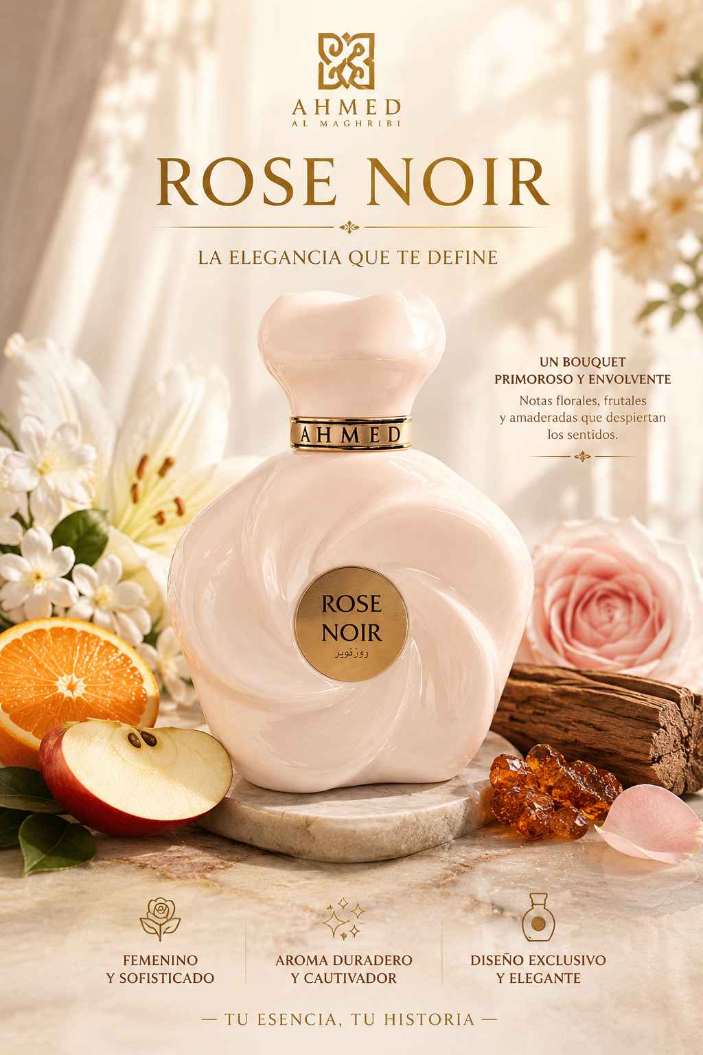 Rose Noir Ahmed Al Maghribi Eau de Parfum 75 ml · Tipo Olympéa · Beast Mode Femenino — oferta en Miravia