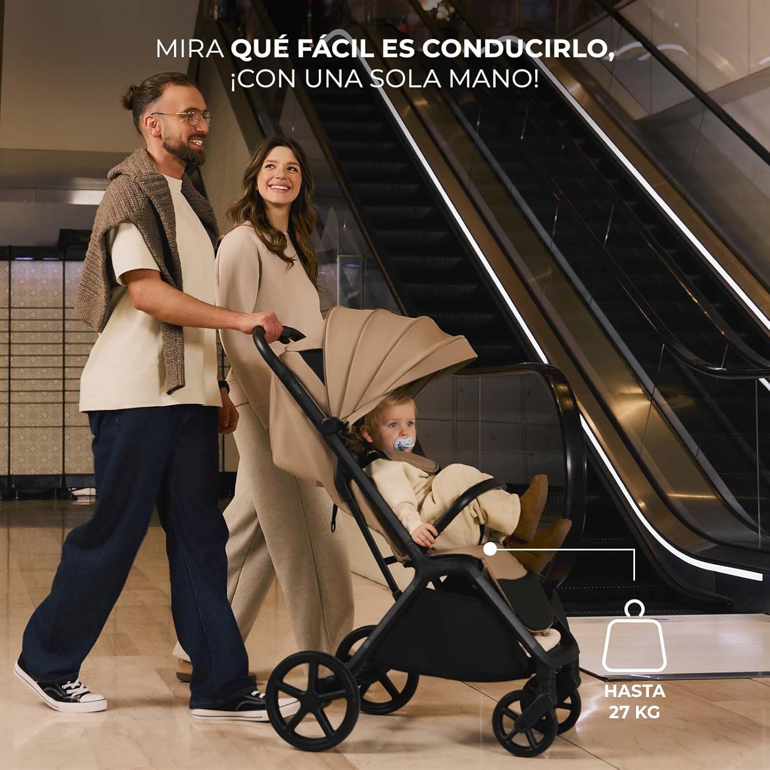 Kinderkraft LOOM Silla de Paseo, Carrito bebé, cochecito bebé, Suspensión, carga máxima 27kg, Plegable, Fácil de Plegar, ligero, capota extensible, cesta espaciosa - 1