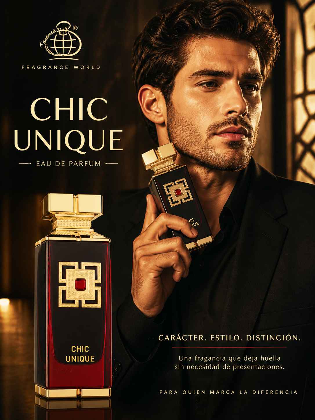Chic Unique Fragrance World 100 ml EDP – Perfume con Cuero, Incienso y Toque Afrutado — oferta en Miravia