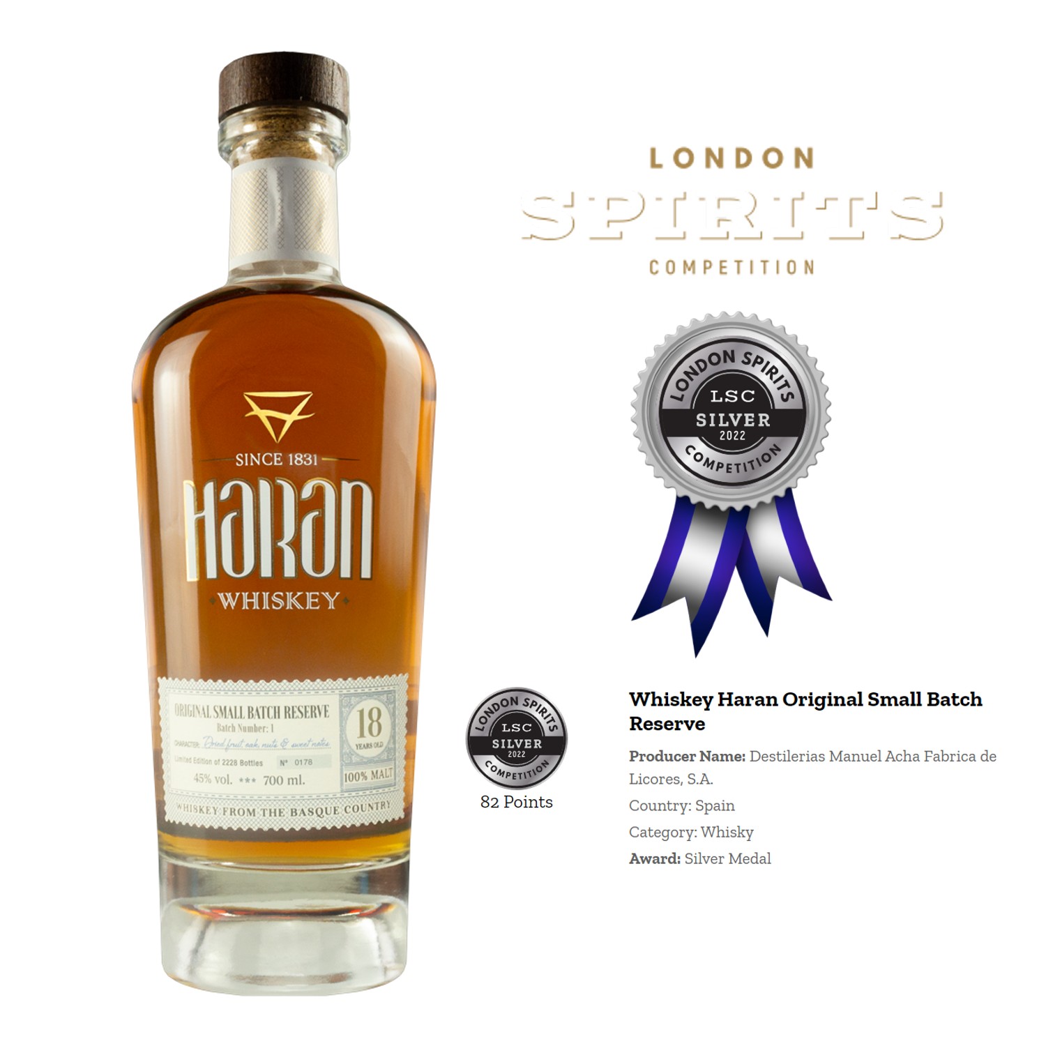 Destileria Acha - Whisky / Whiskey Haran 12 años Traditional. Botella de 700ml - 1