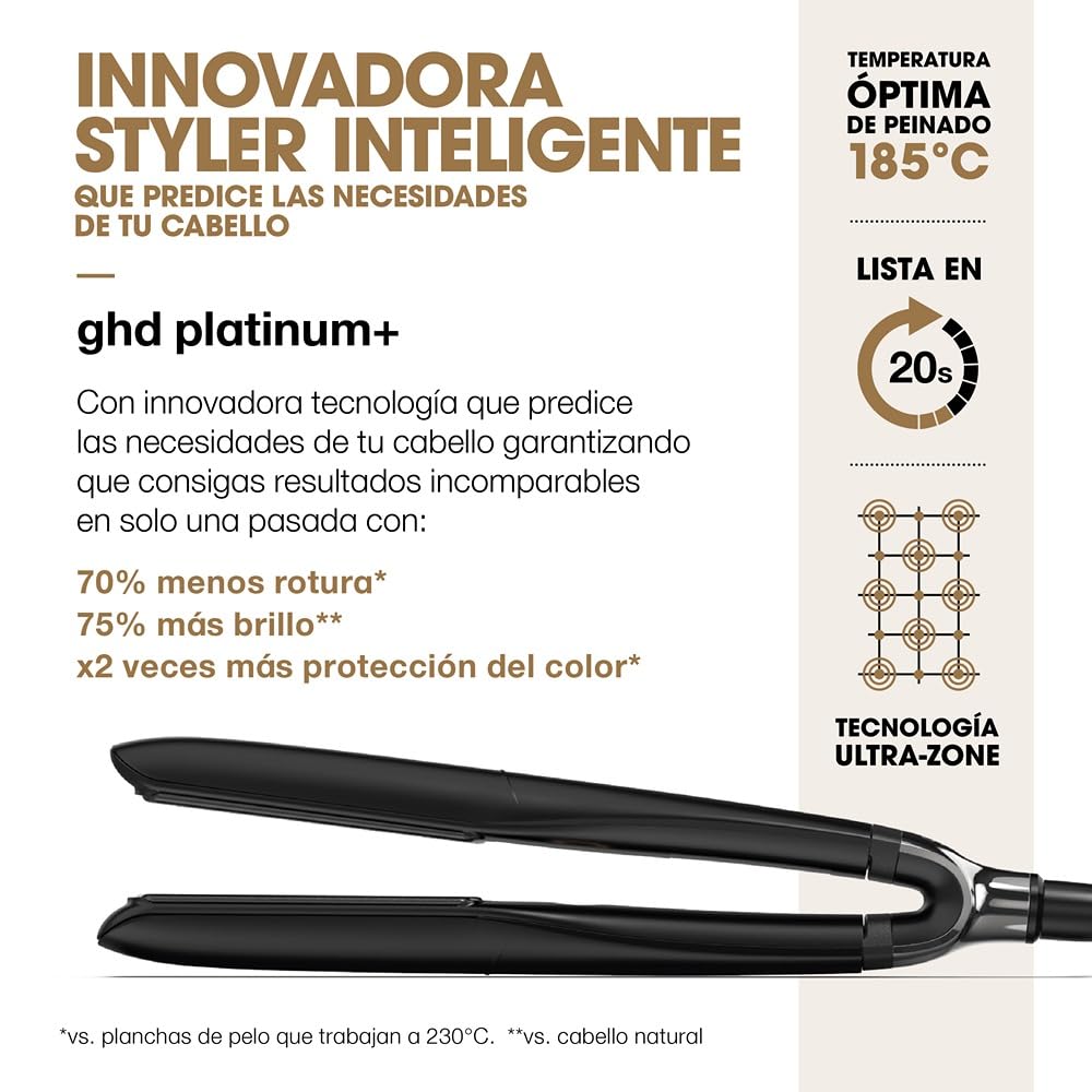 GHD Platinum+ Styler negra (Placas 26mm) | Plancha de Pelo Profesional con Tecnología Ultra-Zone para un Cabello Hidratado, Suave y Brillante - 1