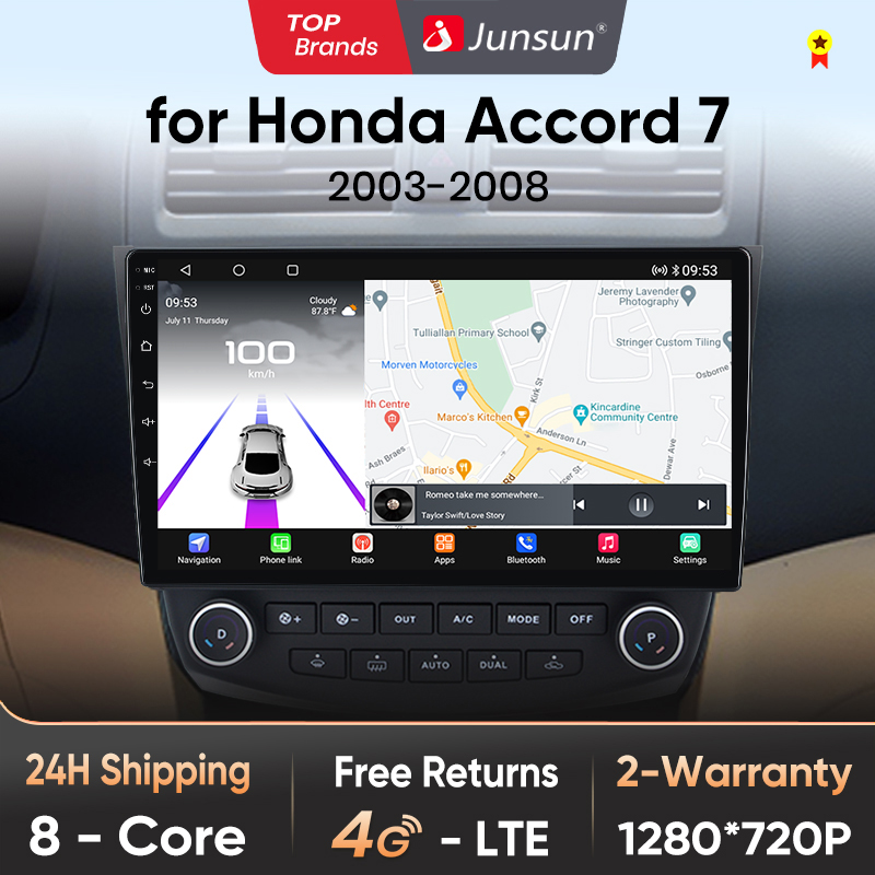 Junsun Tech Android 13 Radio para Honda Accord 7 2003 2004 2005 2006 2007 2008 de Coche con Chip Qualcomm de 8 Núcleos CarPlay Inalámbrico Autorradio Estéreo Pantalla HD Multimedia - 1