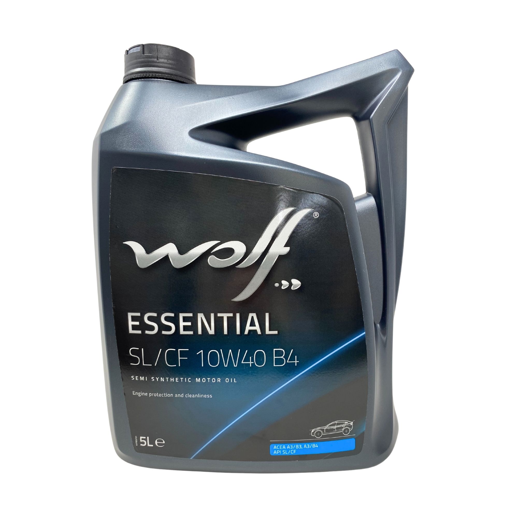 Aceite Wolf SL/CF 10W40 B4 5L - Aceite de motor 10w40 barato con especificaciones ACEA A3/B3, A3/B4, API SL/CL, MB 229,1 VW 501 01/505 00 -  Lubricante coche para motores diésel 10w40 - Lubricante 10W40 Wolf  - Alto rendimiento y protección para tu coche - 1